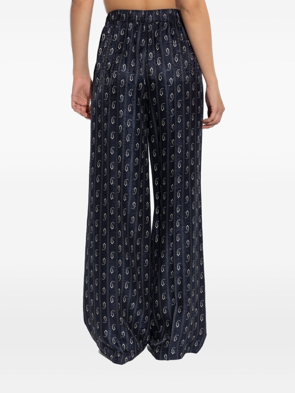 Tory Burch Paisley-Print Straight-Leg Trousers Blue