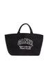 Ganni XXL Recycled Cotton Shopper Bag with Contrasted Logo Grey