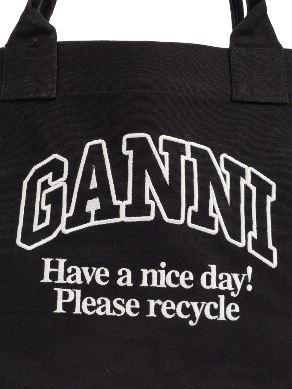 Ganni XXL Recycled Cotton Shopper Bag with Contrasted Logo Grey