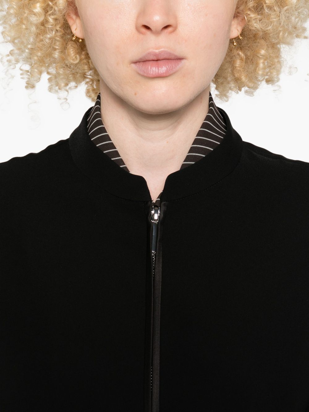 Emporio Armani Zipped Blouson Jacket with Oversized Pockets Black