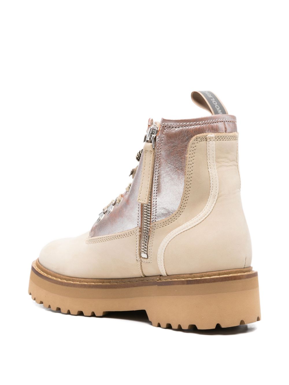 Woolrich Cream Leather Lace-Up Boots Cream
