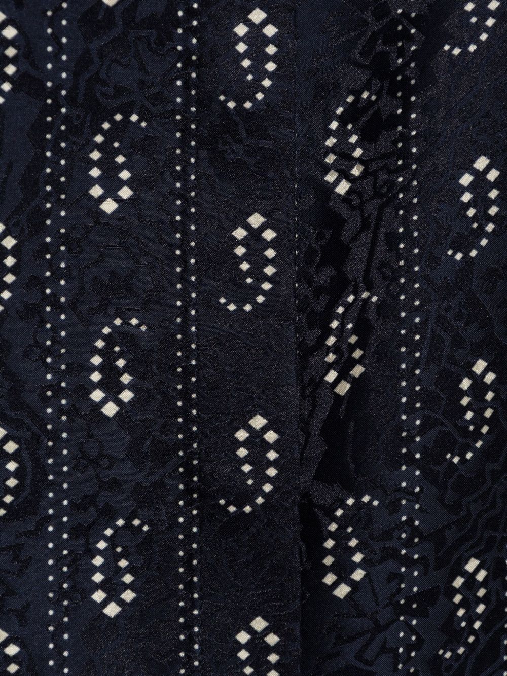 Tory Burch Paisley-Print Navy Blue Mandarin Collar Button-Up Sweater Blue