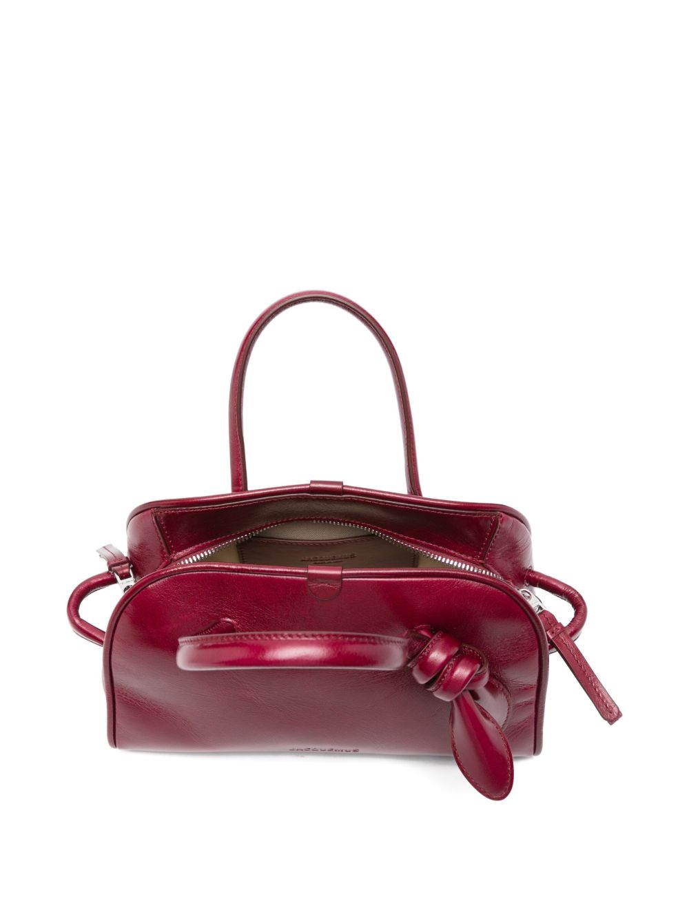JACQUEMUS Le Petit Turismo Top Handle Knot-Detail Leather Bag Bordeaux
