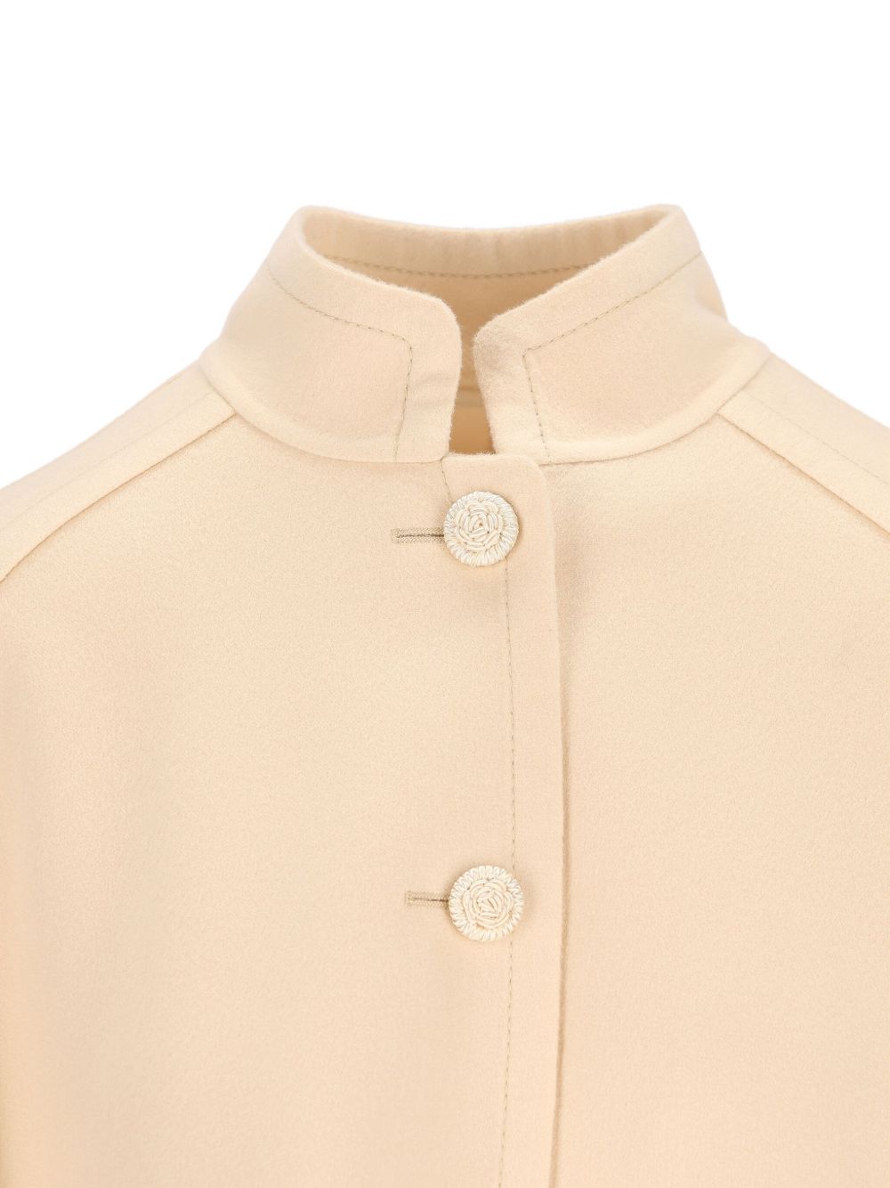 Valentino High Collar Flared Wool Coat Beige