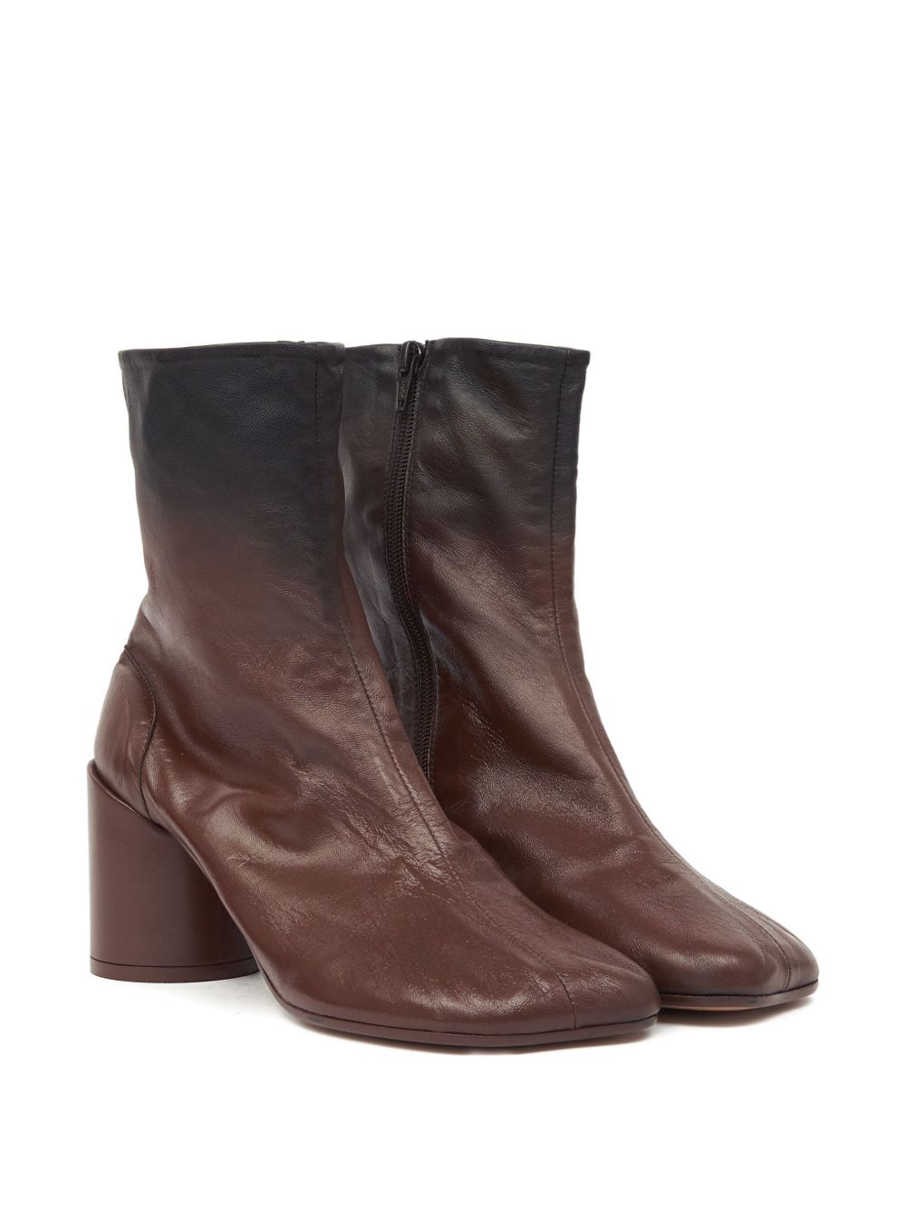 MM6 Maison Margiela Tabi Leather Block-Heel Boots Brown brown