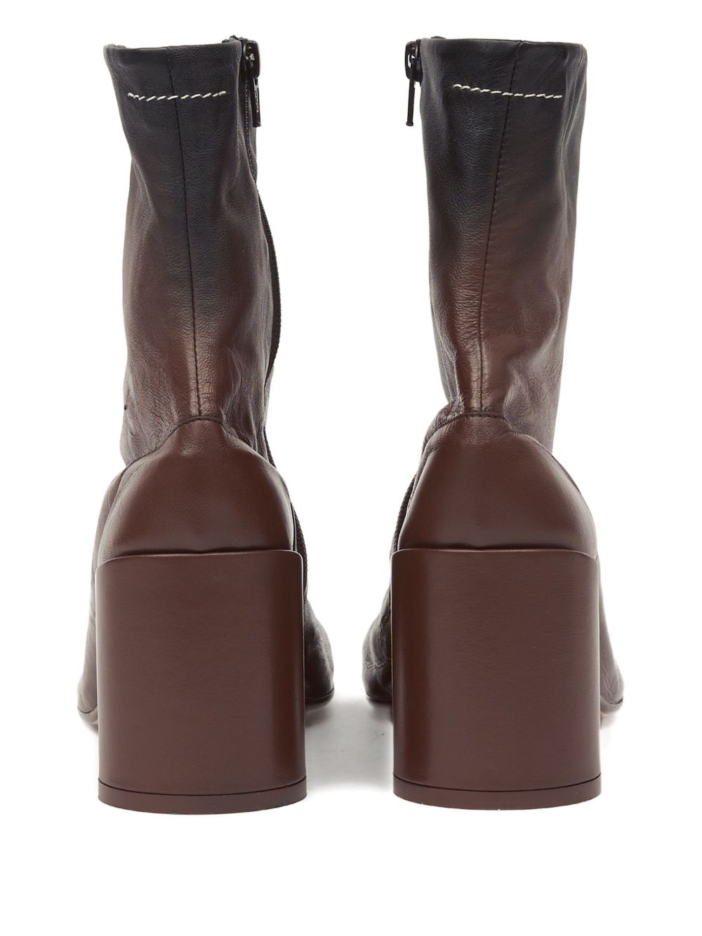 MM6 Maison Margiela Tabi Leather Block-Heel Boots Brown brown