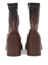 MM6 Maison Margiela Tabi Leather Block-Heel Boots Brown brown