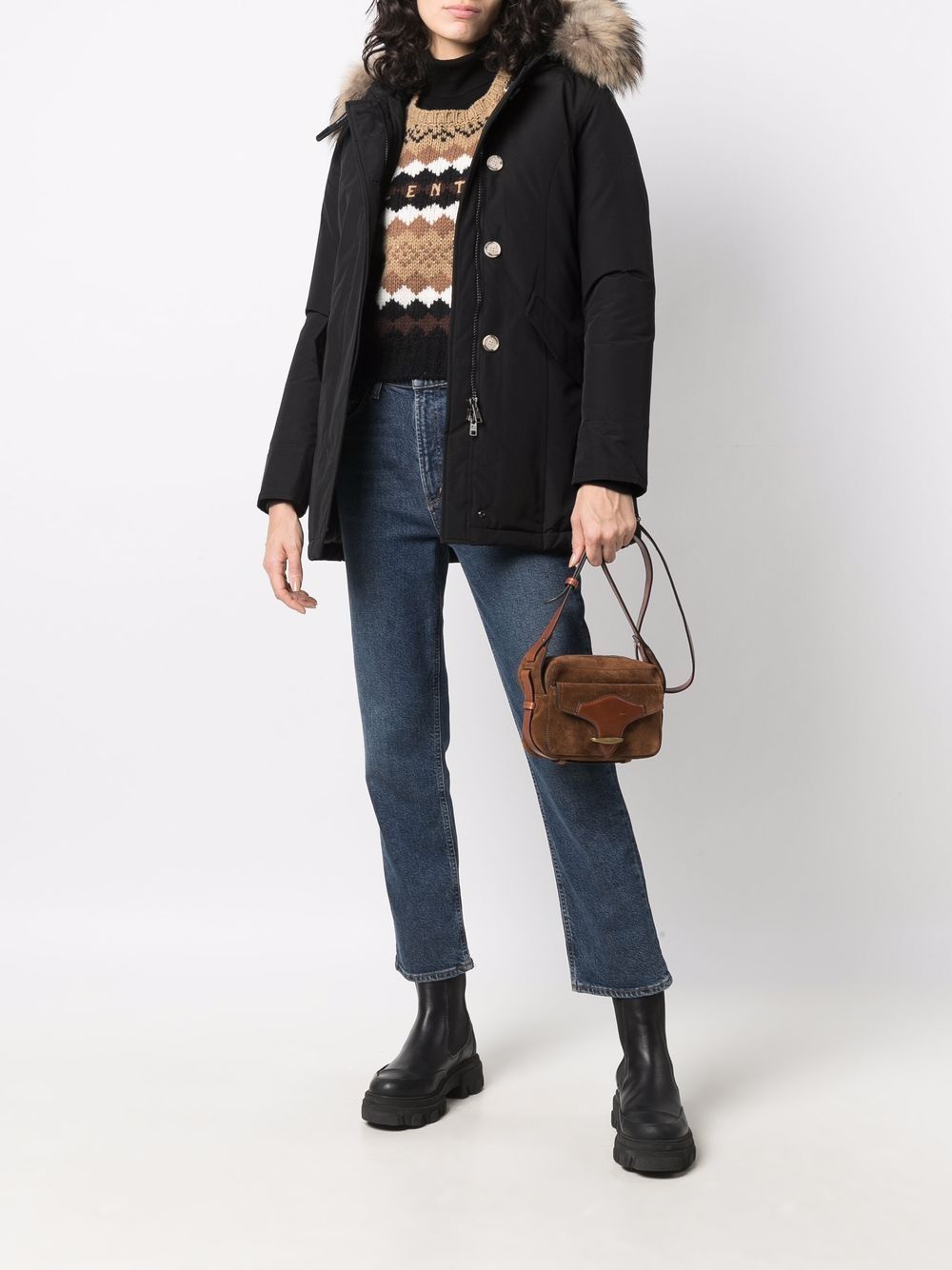 Woolrich Silk-Nylon Arctic Raccoon Parka Black black