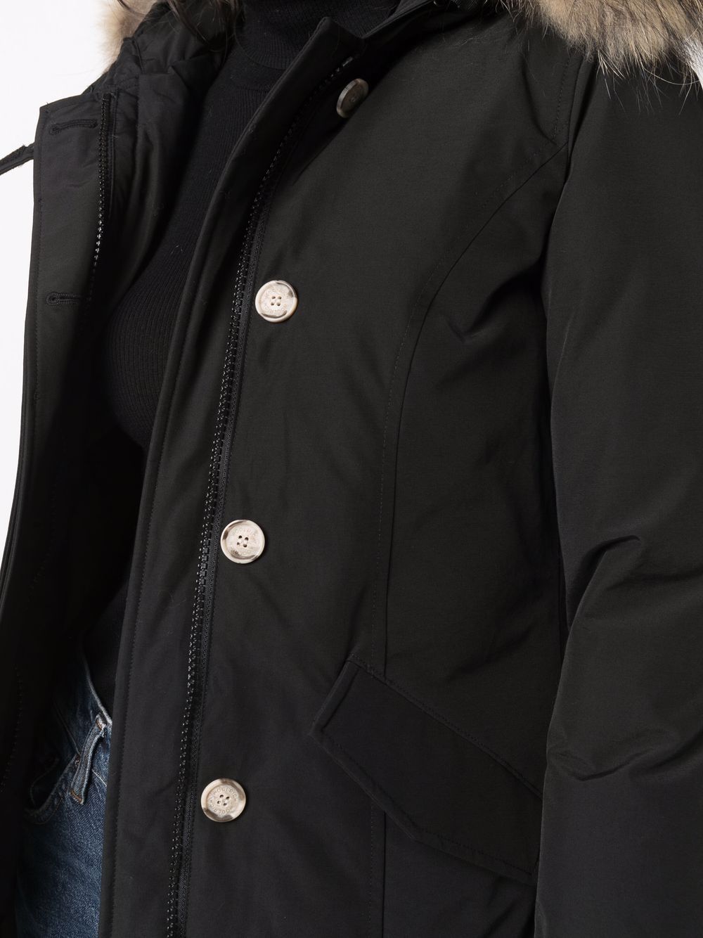 Woolrich Silk-Nylon Arctic Raccoon Parka Black black
