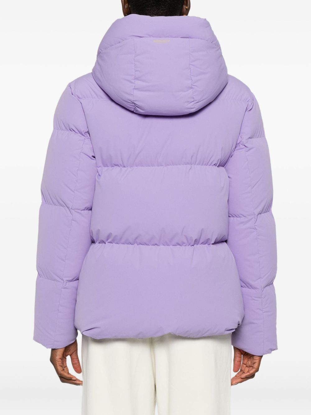 Woolrich Quilted Hooded Long Jacket in Lilac lilac