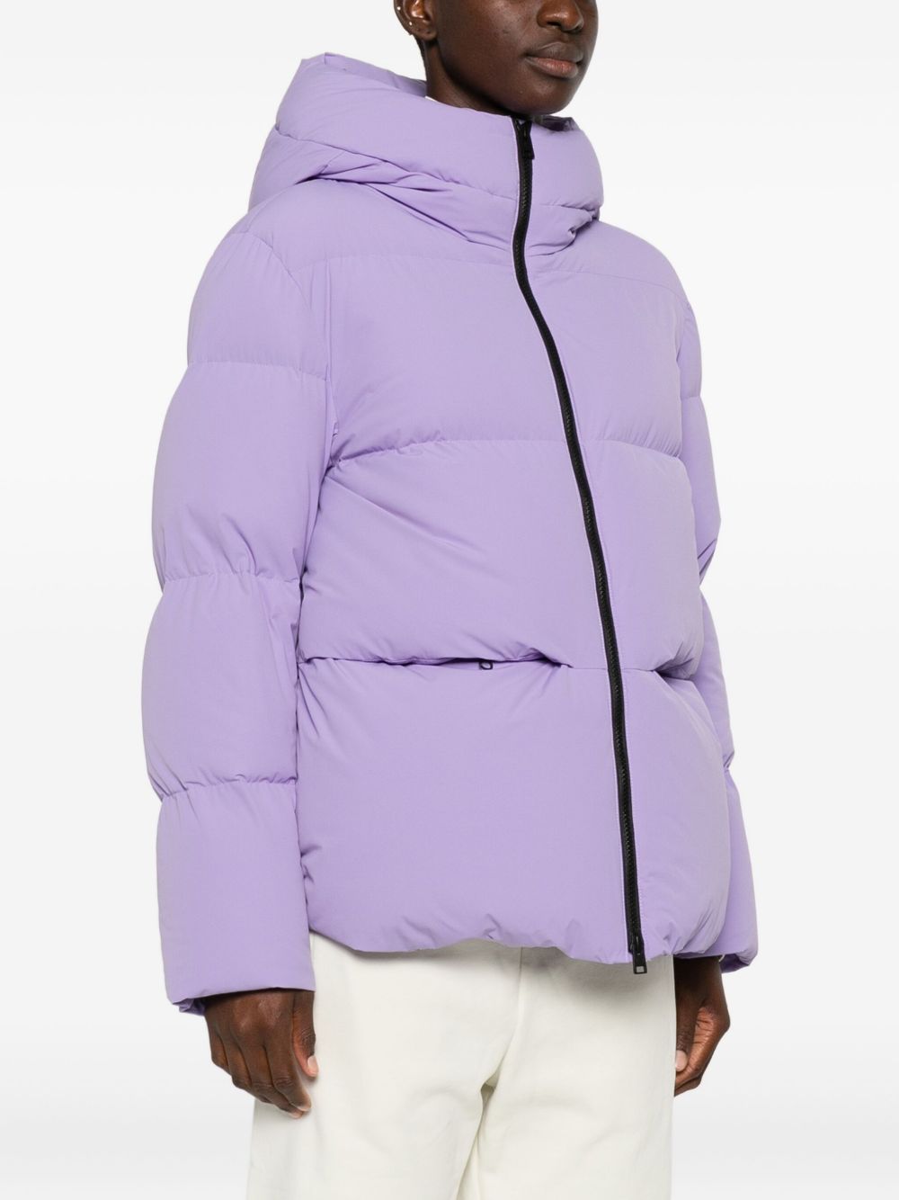 Woolrich Quilted Hooded Long Jacket in Lilac lilac