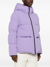 Woolrich Quilted Hooded Long Jacket in Lilac lilac