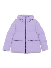 Woolrich Quilted Hooded Long Jacket in Lilac lilac