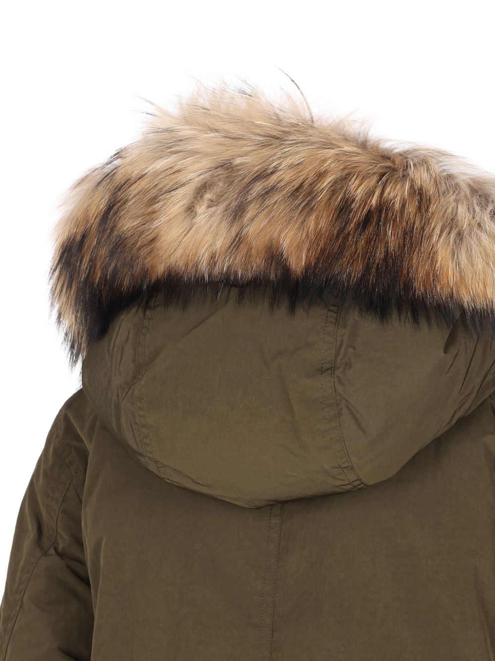 Woolrich Grace Long Parka with Detachable Fur Hood Olive Green