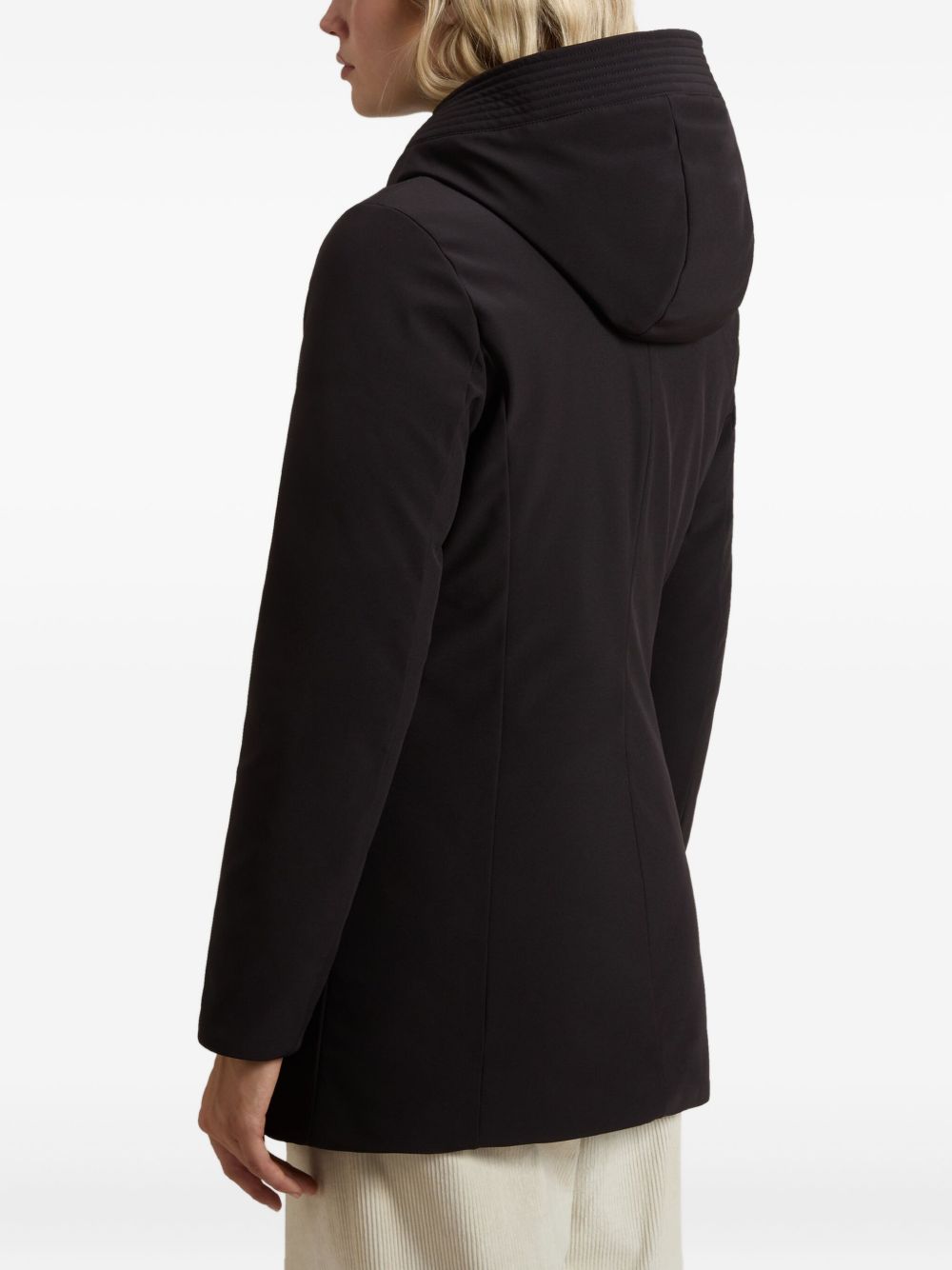 Woolrich Belted Hooded Technical Coat Black Black