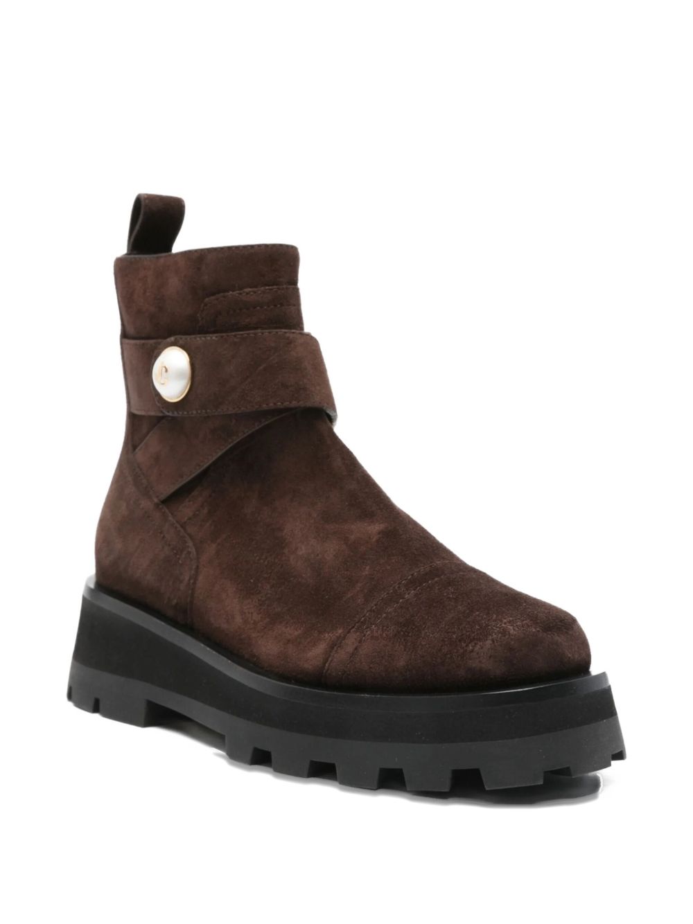 Jimmy Choo Meena Suede Pearl-Embellished Brown Boots brown