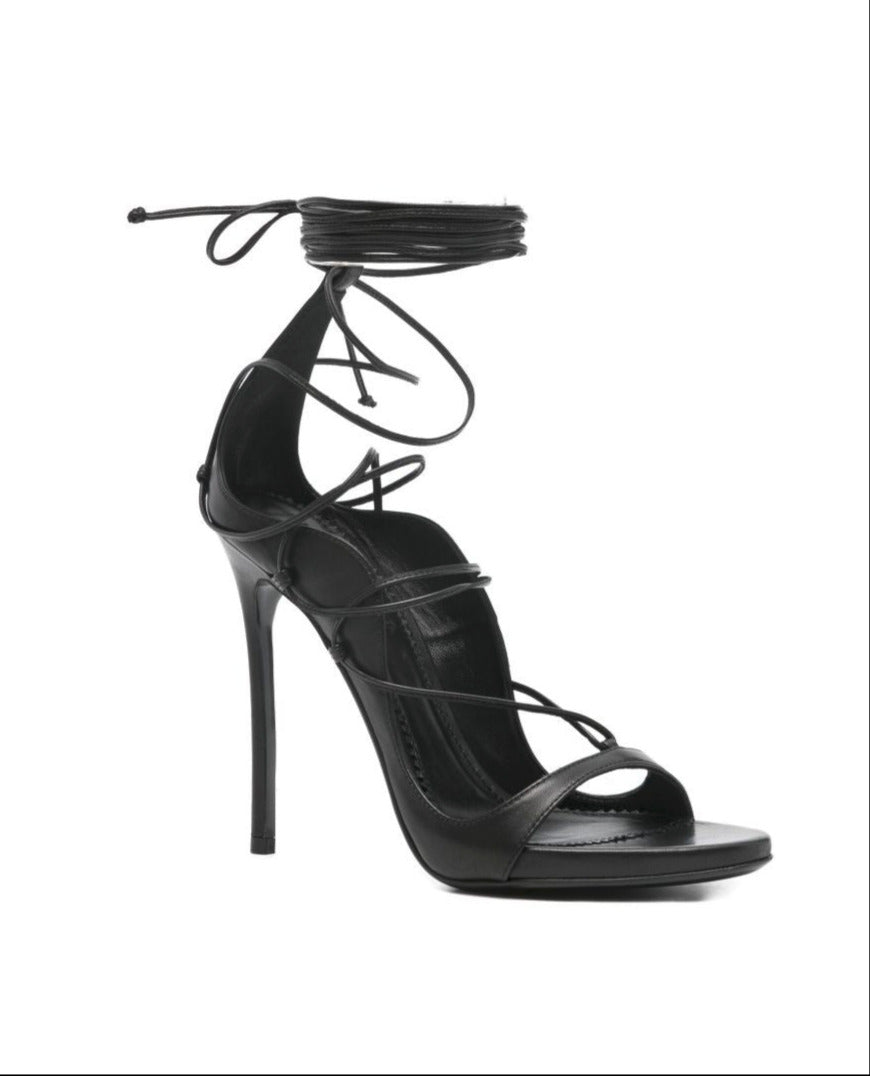 Dsquared2 High Heel Leather Sandals Black Black