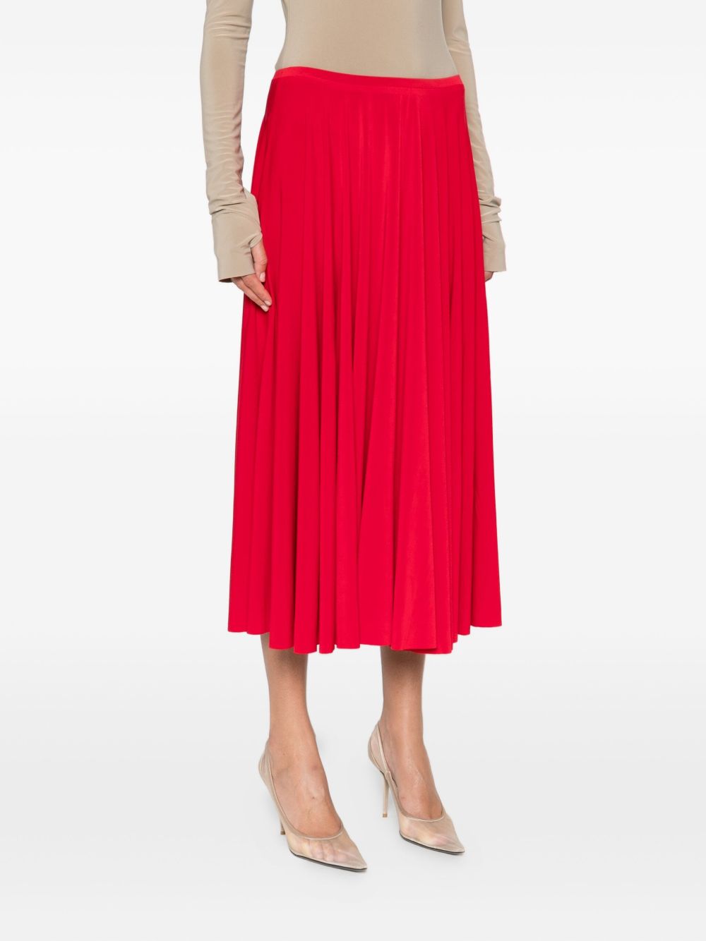 Norma Kamali Pleated Midi Skirt Red red