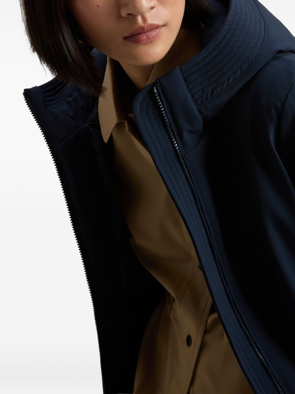 Woolrich Classic Longline Belted Coat Blue