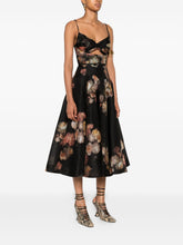 Zimmermann Floral-Print Linen-Silk Midi Dress Black Black