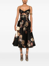 Zimmermann Floral-Print Linen-Silk Midi Dress Black Black