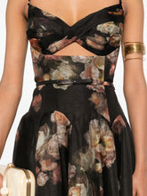 Zimmermann Floral-Print Linen-Silk Midi Dress Black Black