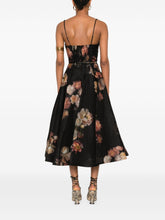 Zimmermann Floral-Print Linen-Silk Midi Dress Black Black