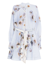 Zimmermann Floral Linen Belted Midi Dress Lilac