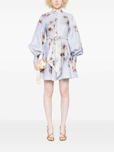 Zimmermann Floral Linen Belted Midi Dress Lilac