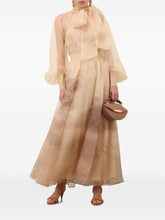 Zimmermann A-Line Silk Midi Skirt Beige