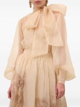 Zimmermann Balloon-Sleeve Silk Pussy-Bow Shirt Beige