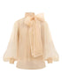 Zimmermann Balloon-Sleeve Silk Pussy-Bow Shirt Beige