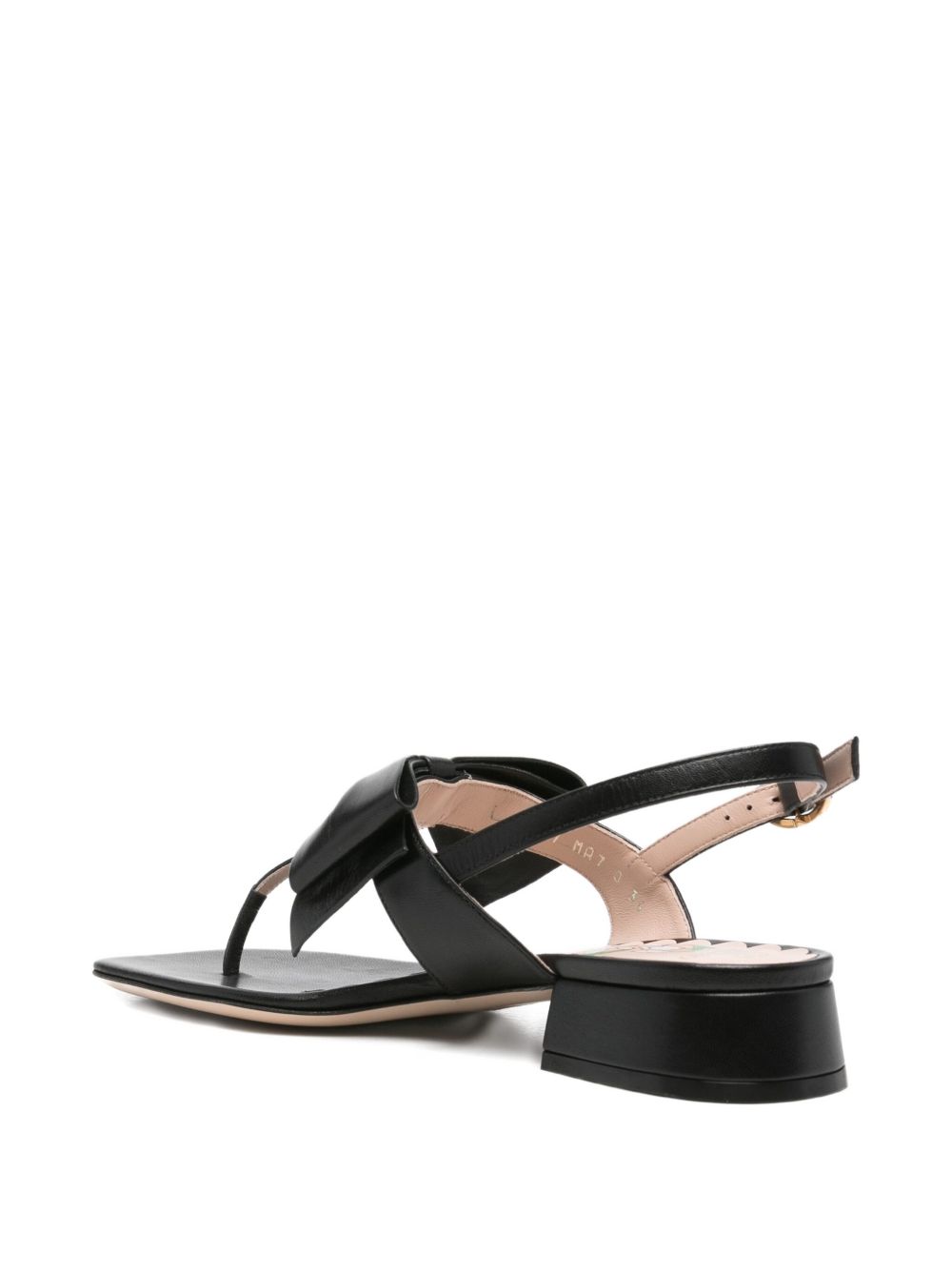 Valentino Garavani Bow Leather Thong Sandals Black