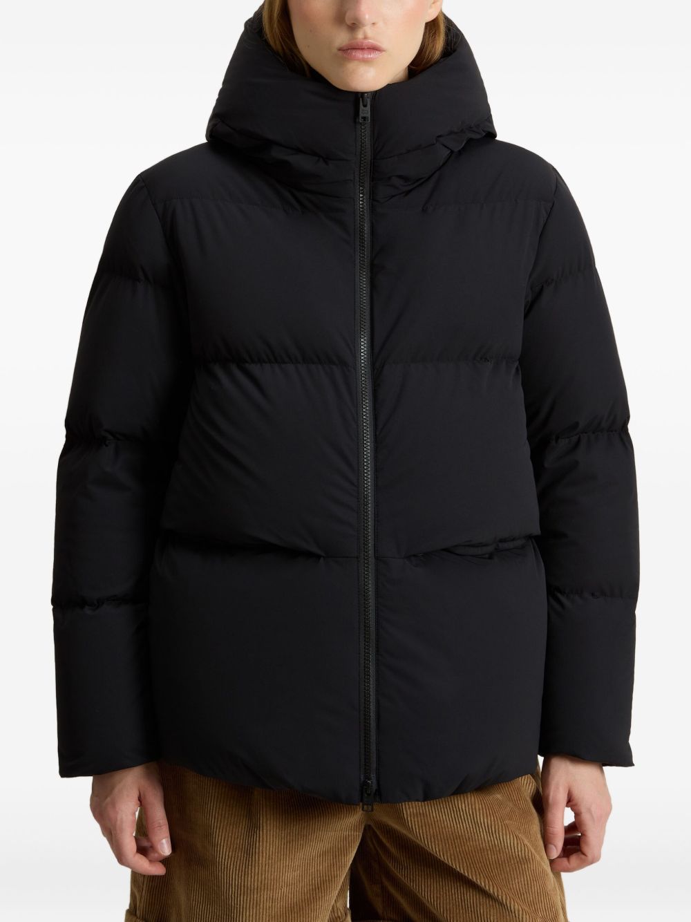 Woolrich Quilted Hooded Black Coat Black