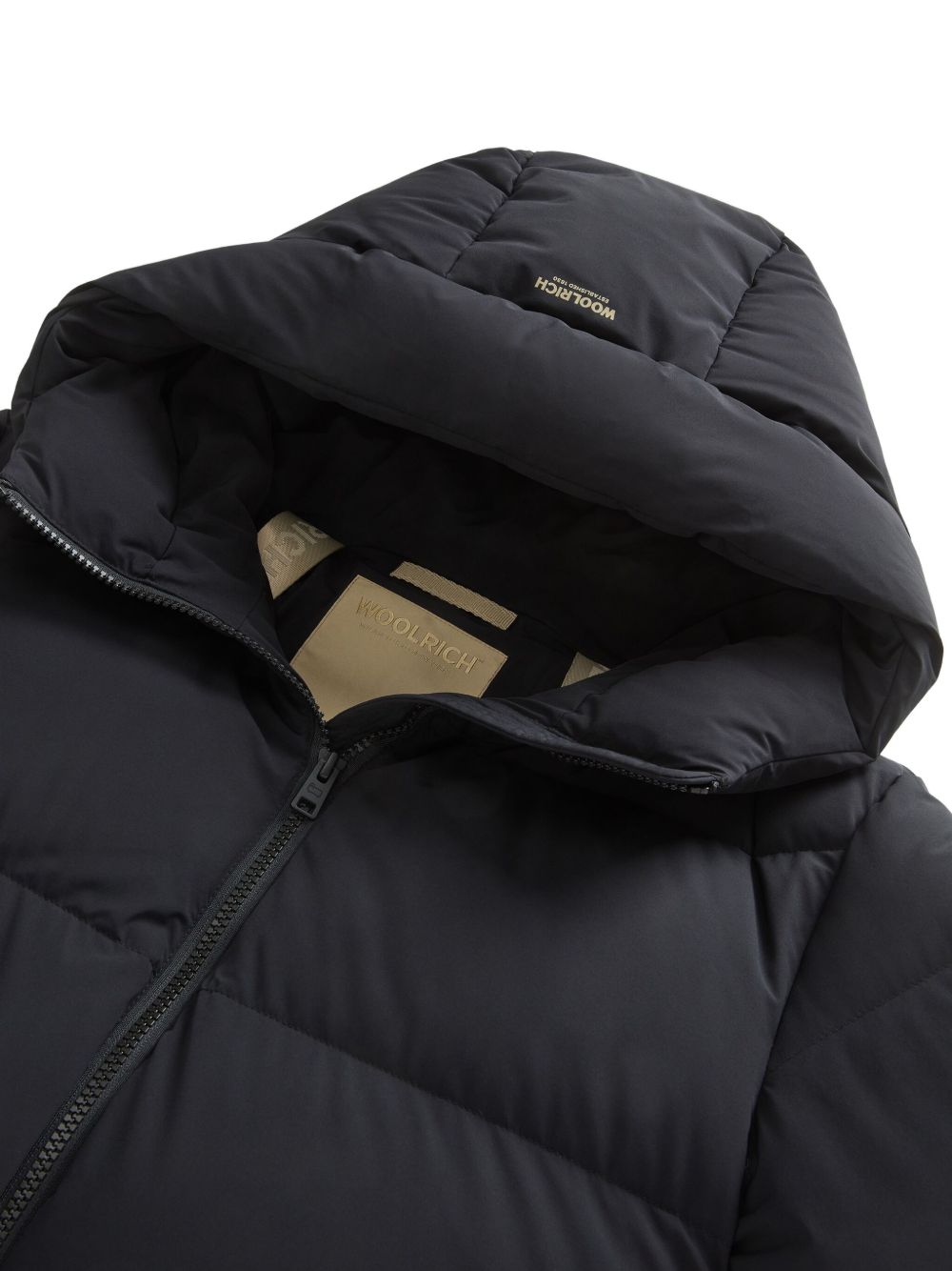 Woolrich Quilted Hooded Black Coat Black