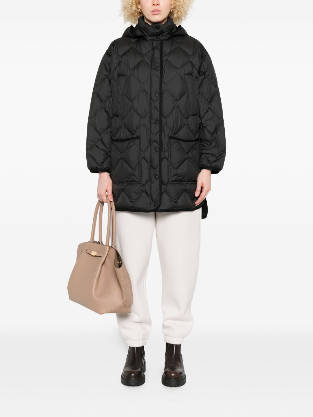 Woolrich Quilted Hooded Black Jacket Black