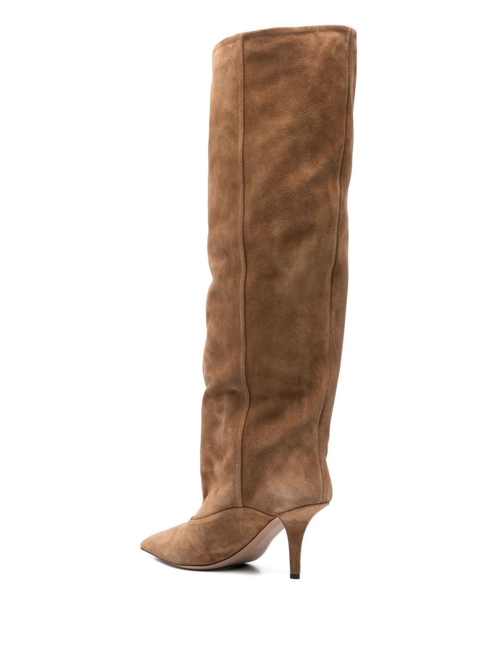 Paris Texas Ines Suede Slouchy Pointed-Toe Boots Leather Brown