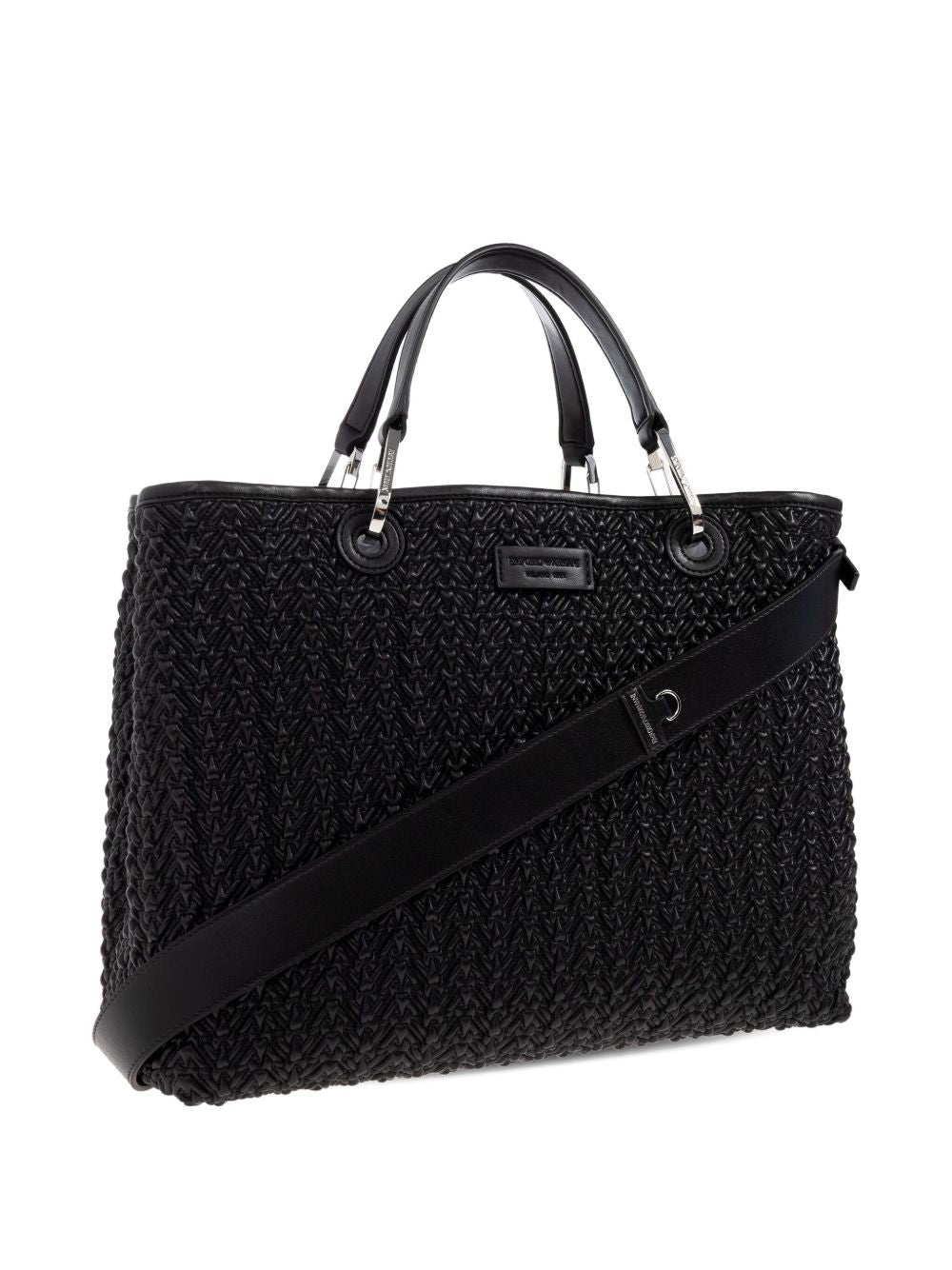 Emporio Armani MyEA Medium Black Shopper Bag with Adjustable Strap Black