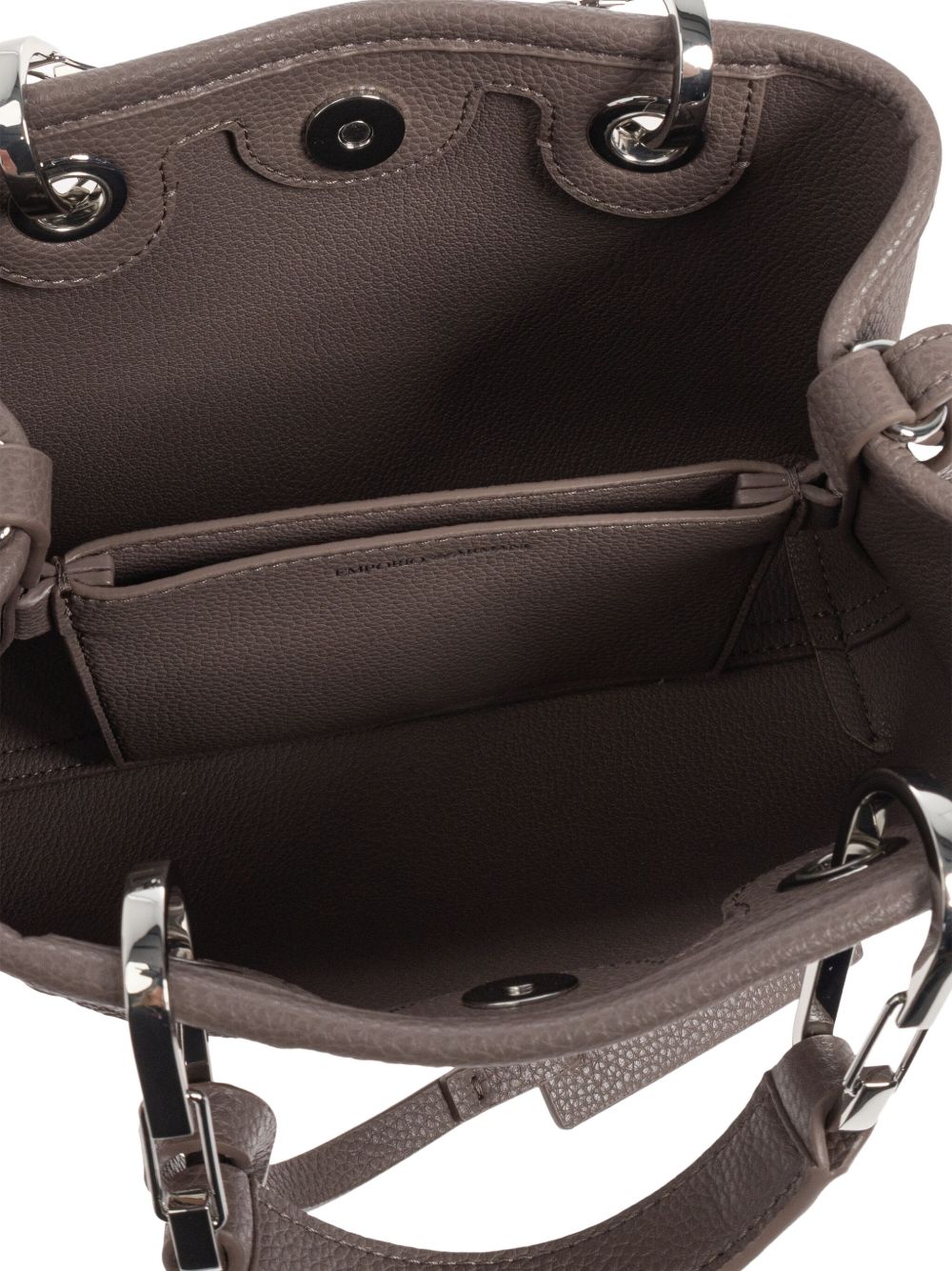 Emporio Armani Small Logo-Plaque Top-Handle Tote Bag Dove Grey