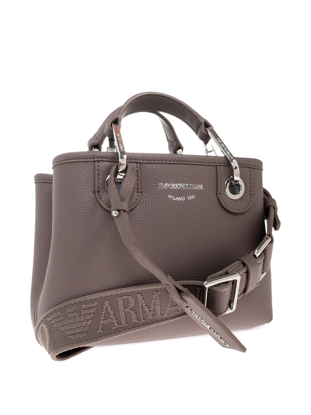 Emporio Armani Small Logo-Plaque Top-Handle Tote Bag Dove Grey