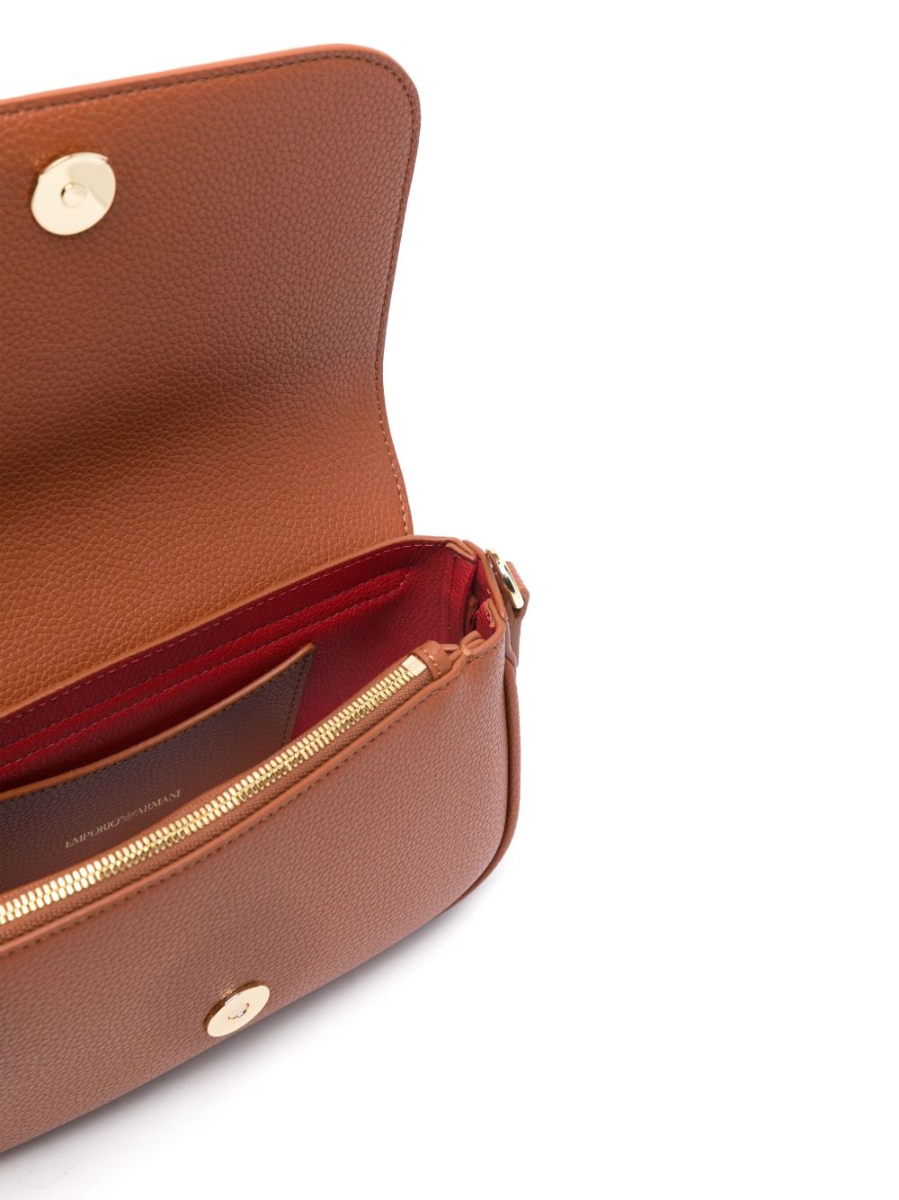 Emporio Armani Mini Shoulder Bag in Leather Brown