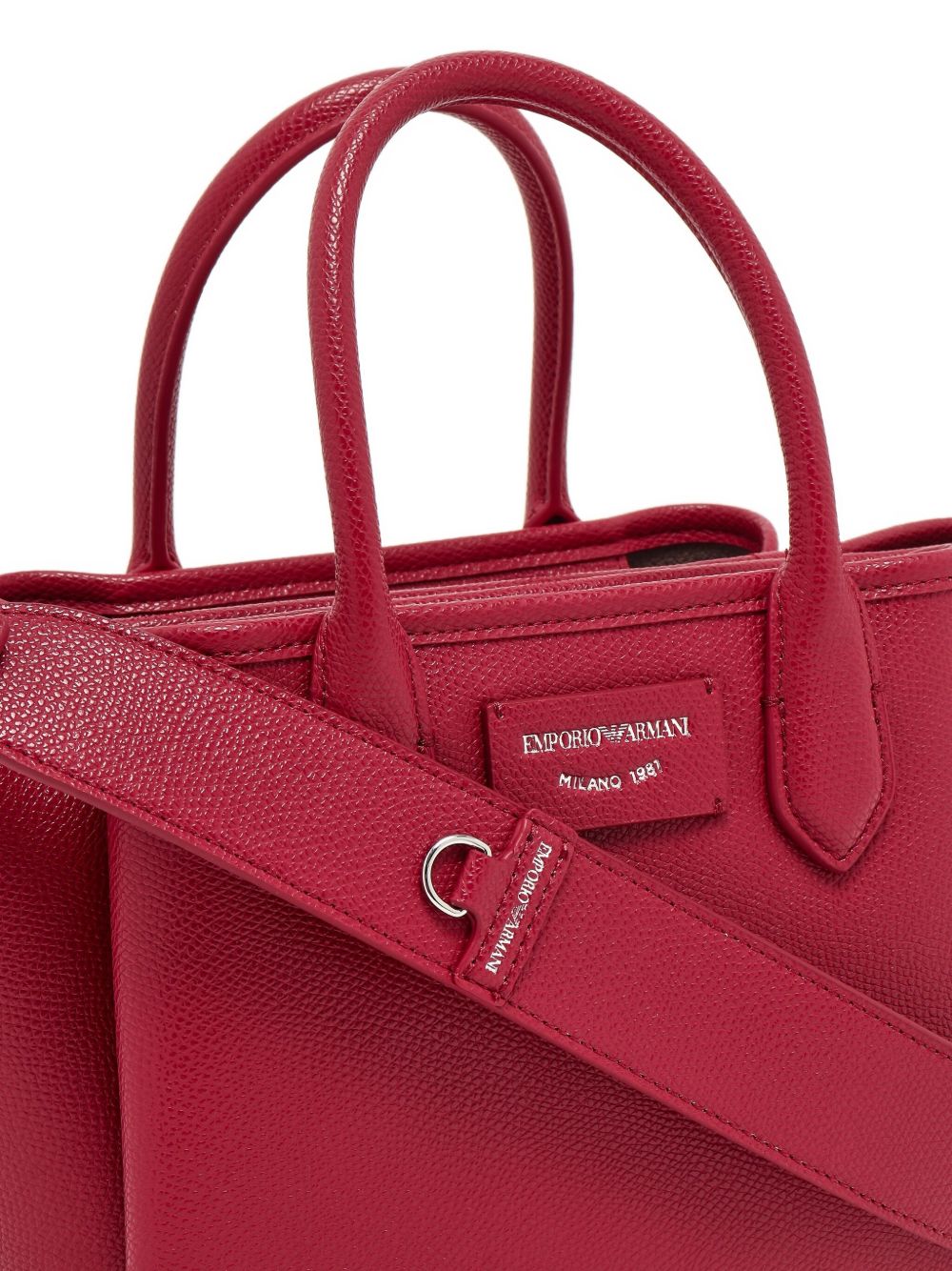 Emporio Armani Small Pebbled Shopper Bag in Bordeaux Bordeaux