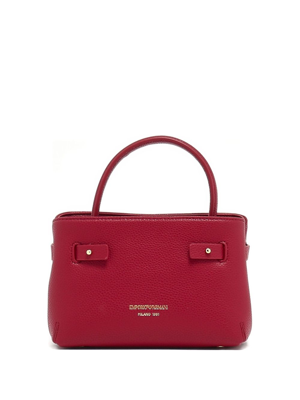 Emporio Armani Small Pebbled Top Handle Handbag Bordeaux