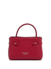 Emporio Armani Small Pebbled Top Handle Handbag Bordeaux