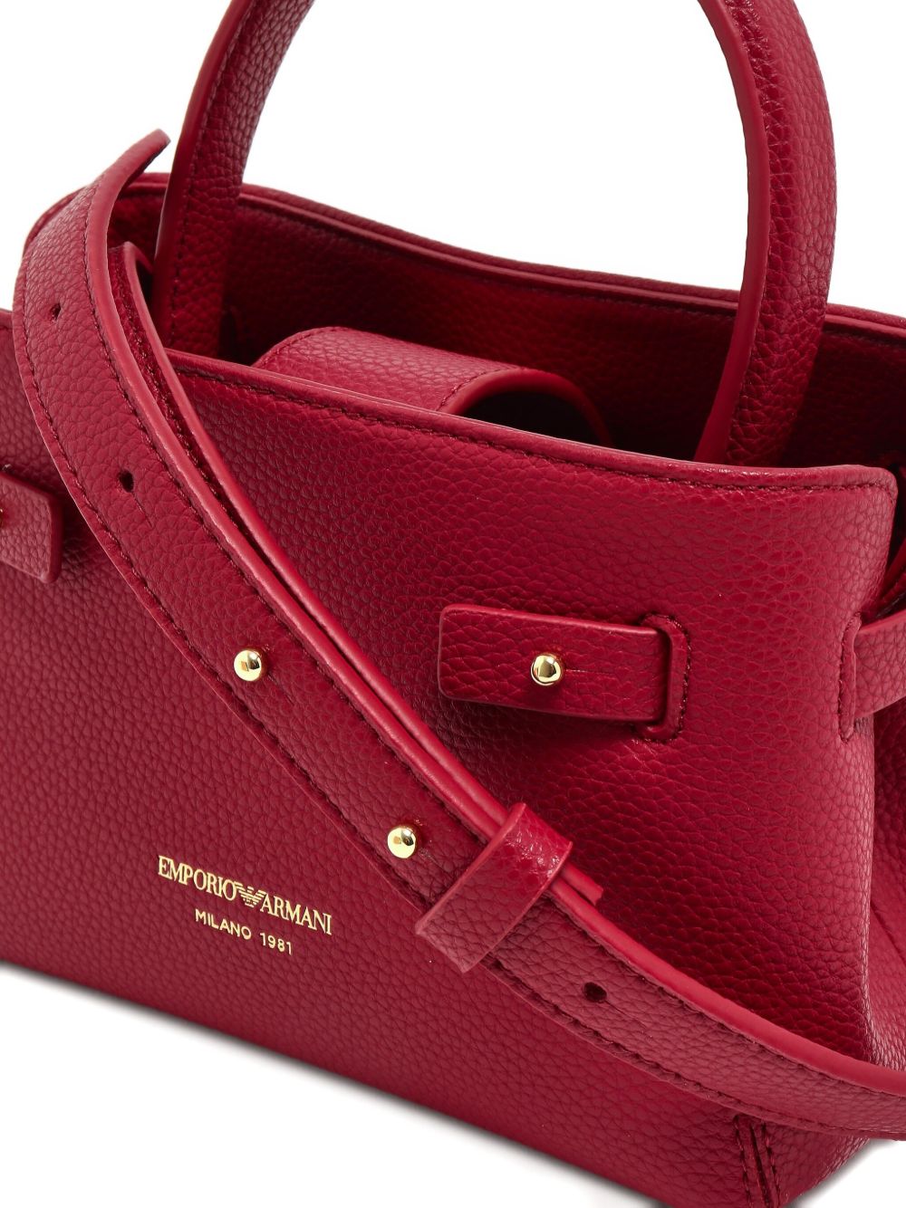 Emporio Armani Small Pebbled Top Handle Handbag Bordeaux
