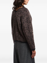 Emporio Armani Leopard-Pattern V-Neck Wool-Blend Cardigan Black black