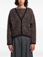 Emporio Armani Leopard-Pattern V-Neck Wool-Blend Cardigan Black black