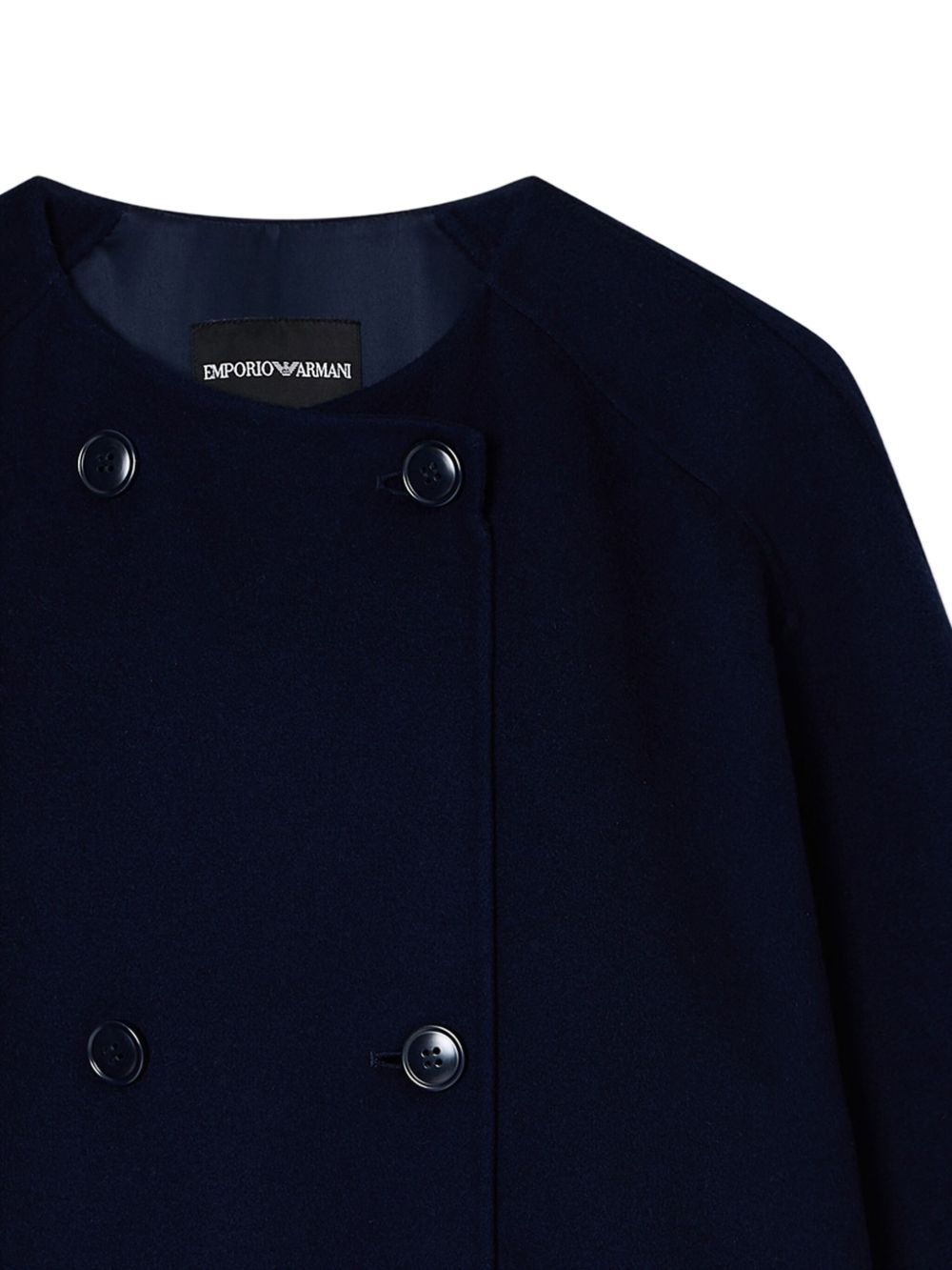 Emporio Armani Double-breasted Wool and Cashmere Coat Navy Blue Blue