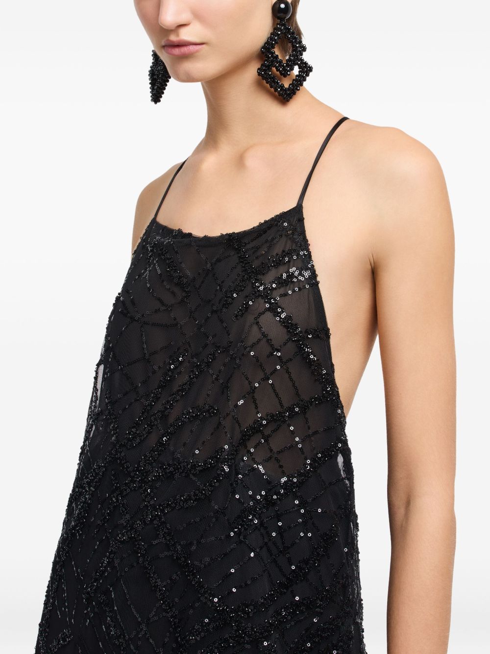 Emporio Armani Sequin-Embellished Backless Gown Black Black