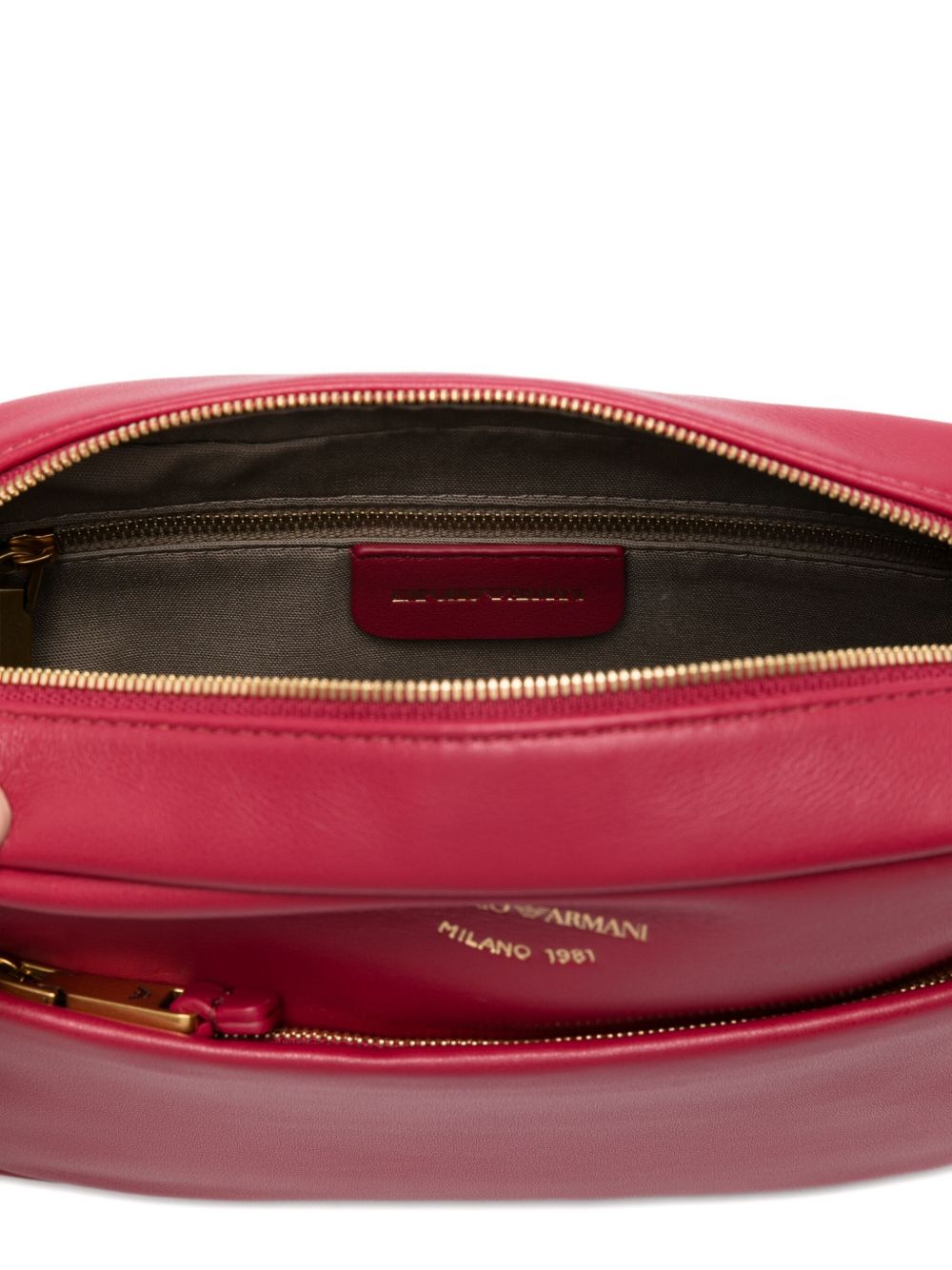 Emporio Armani Red Leather Rectangular Clutch with Detachable Strap Red
